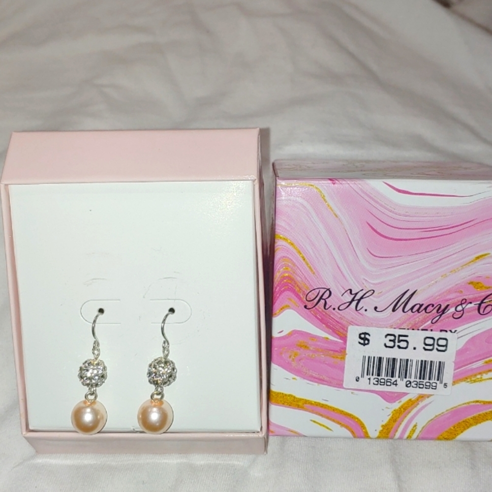 Macy's Pearl and stone earrings
